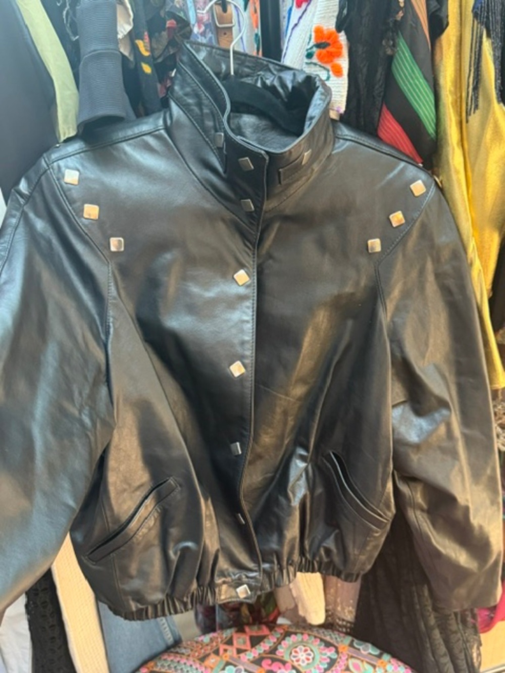 90s Studded Leather Bomber